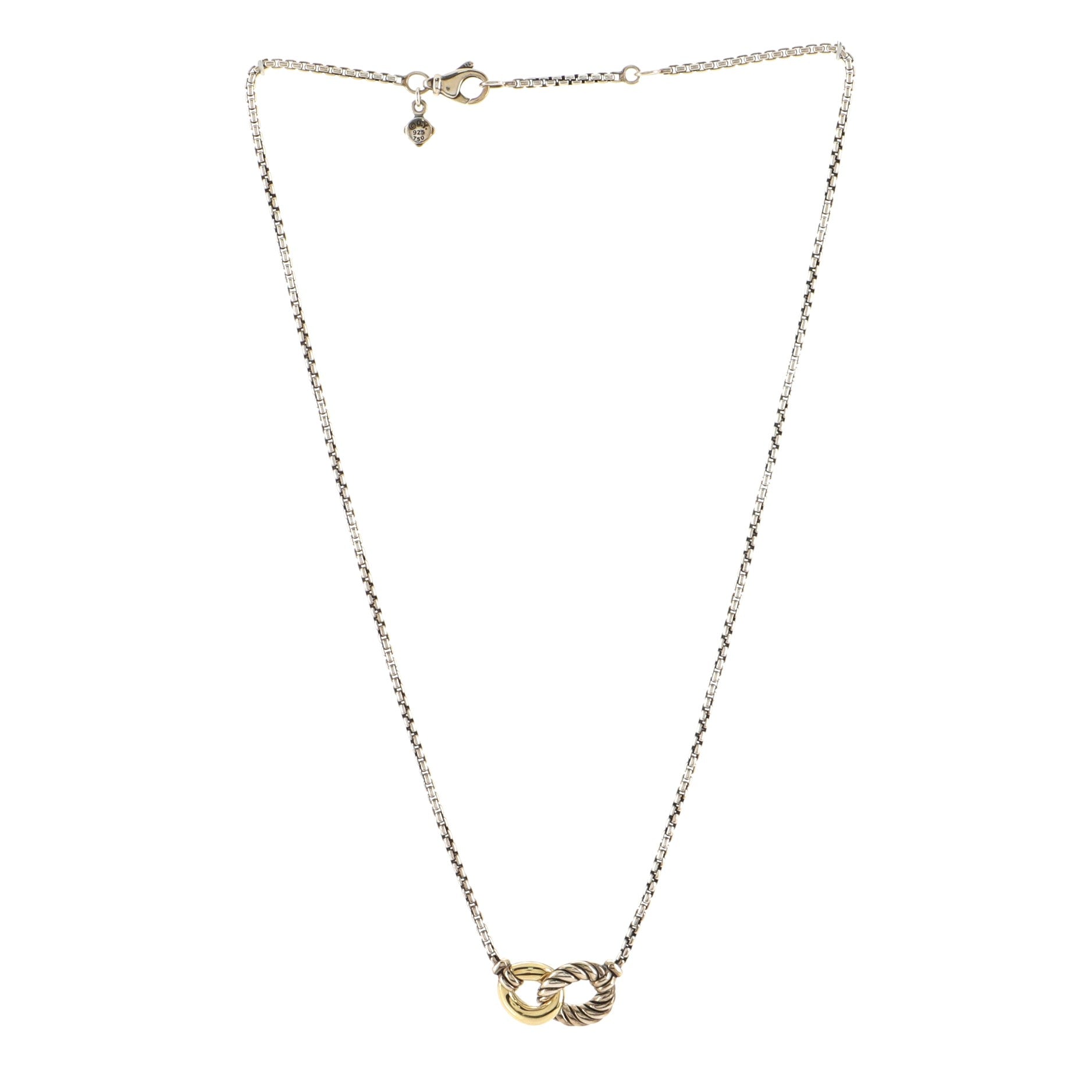 Belmont Double Curb Link Necklace Sterling Silver with 18K Yellow Gold
