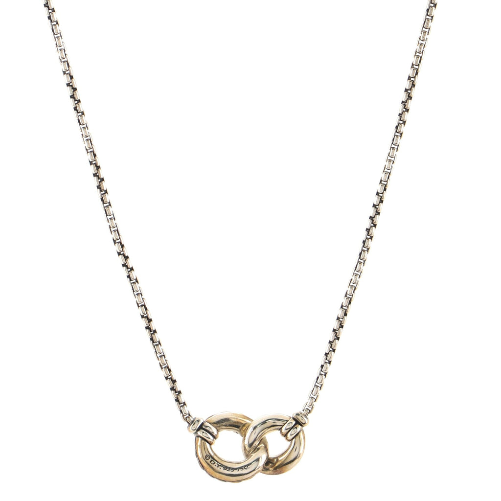 Belmont Double Curb Link Necklace Sterling Silver with 18K Yellow Gold