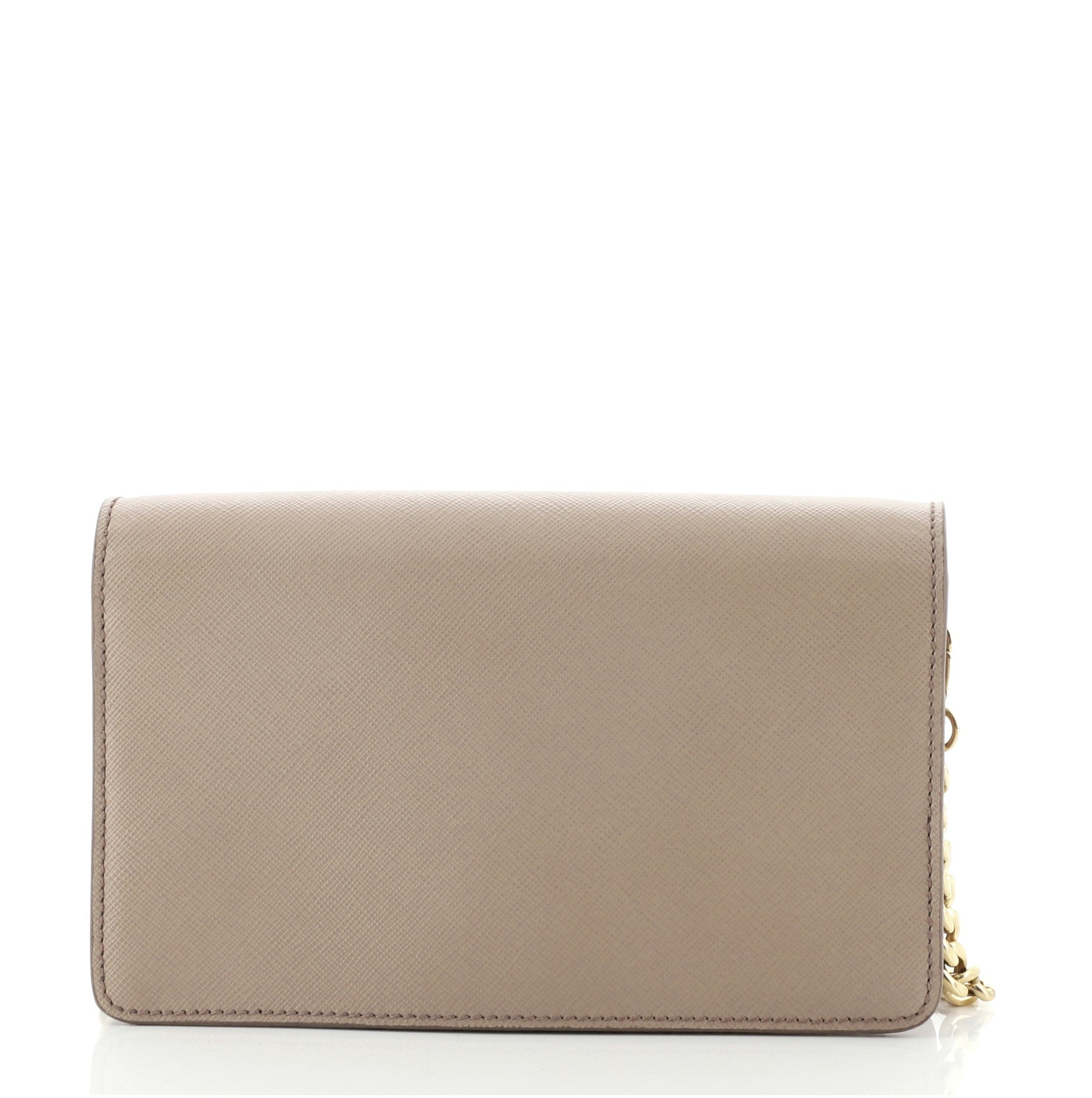 Flip Lock Wallet on Chain Clutch Saffiano Leather Small