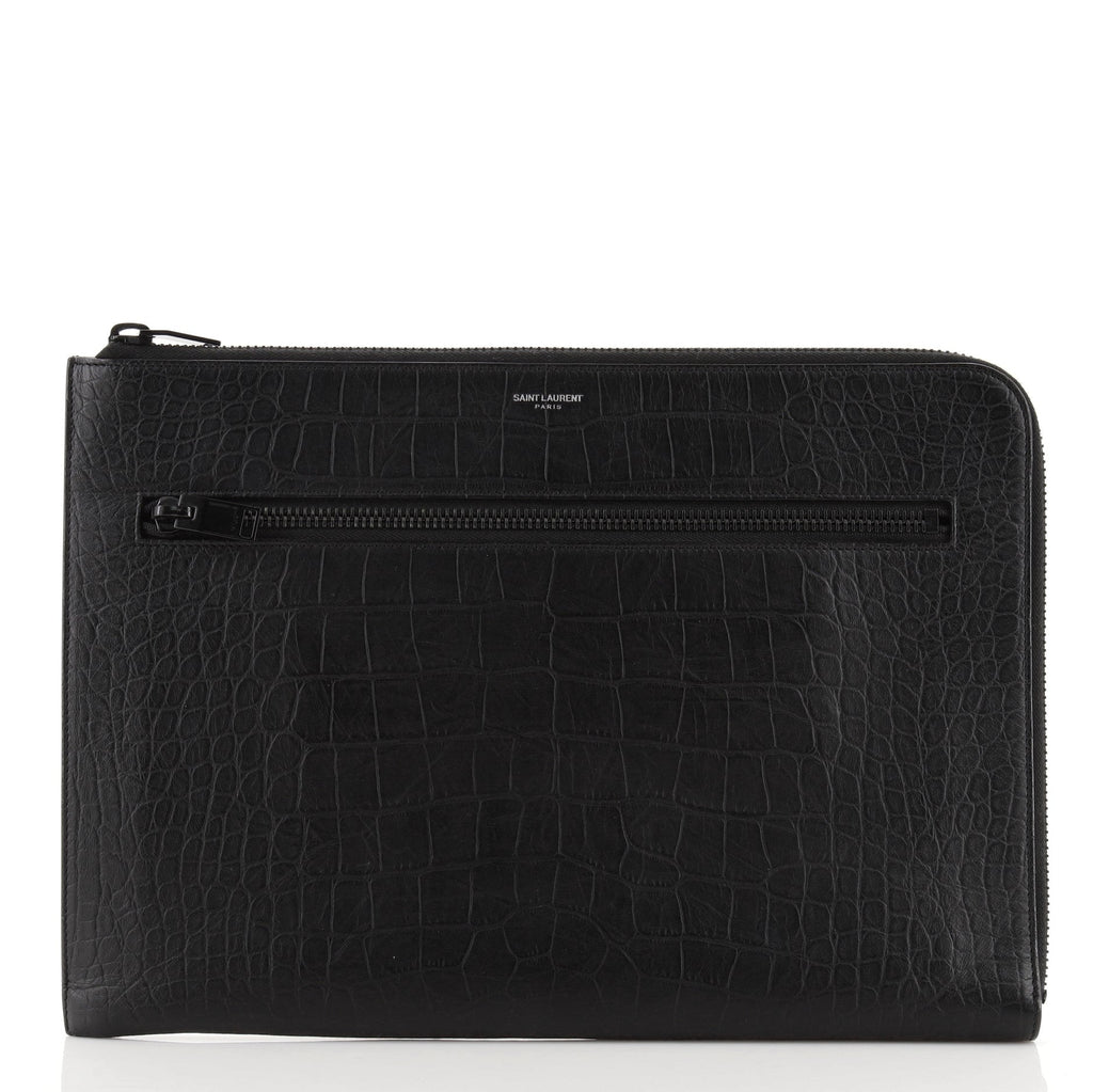 Portfolio Clutch Crocodile Embossed Leather