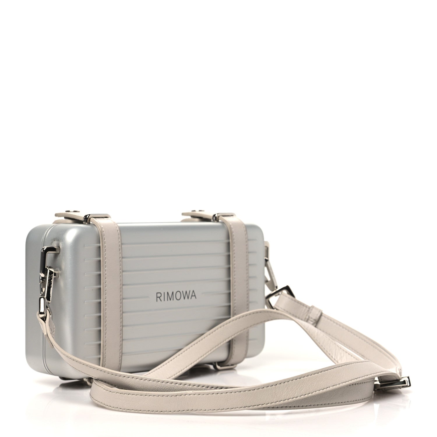 X RIMOWA Aluminum Personal Clutch On Strap Silver