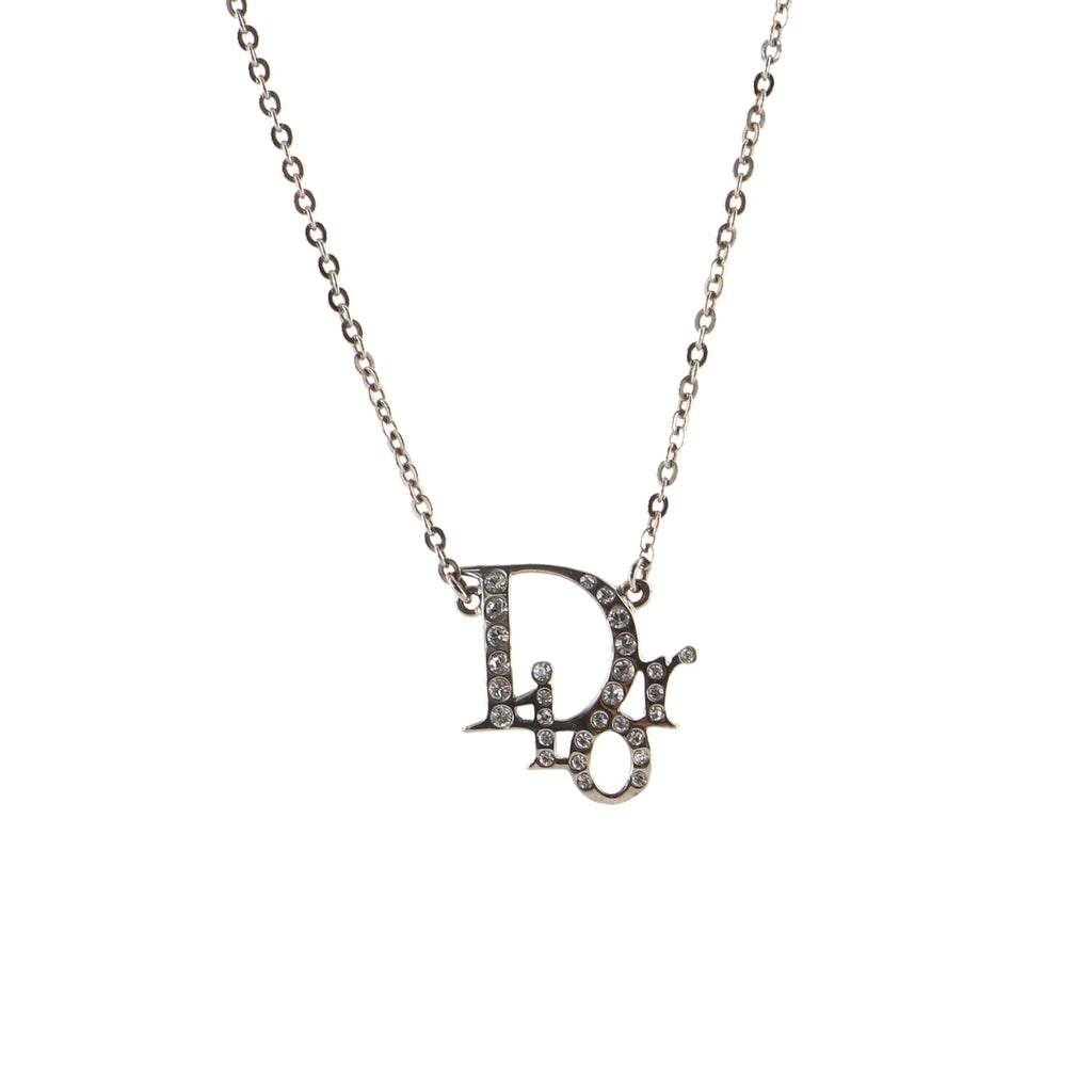 Logo Pendant Necklace Metal with Crystal
