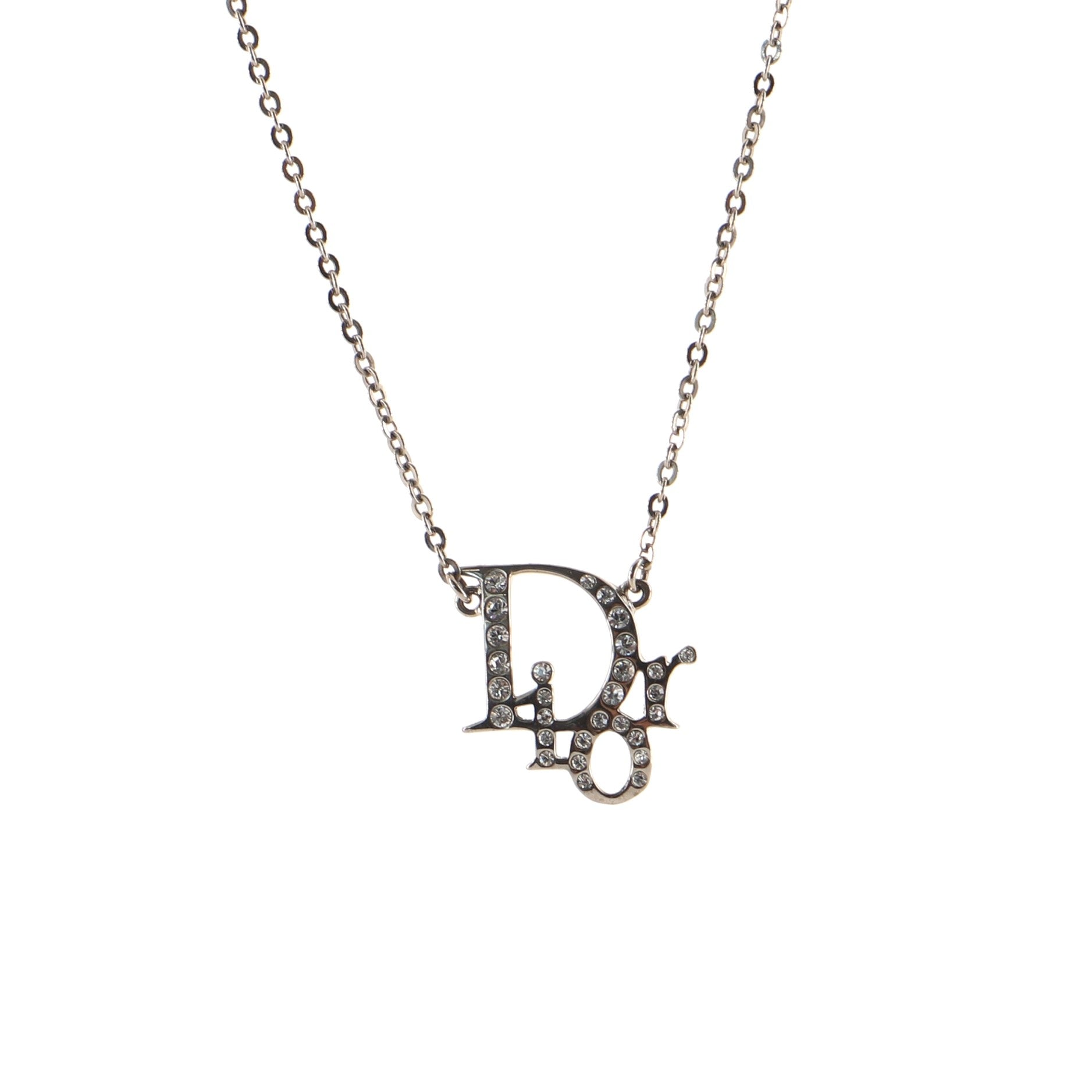 Logo Pendant Necklace Metal with Crystal
