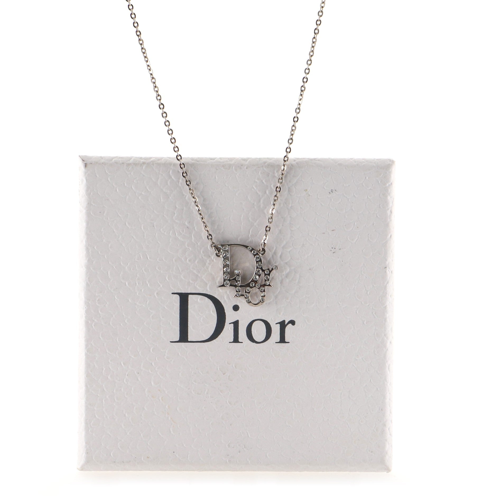 Logo Pendant Necklace Metal with Crystal