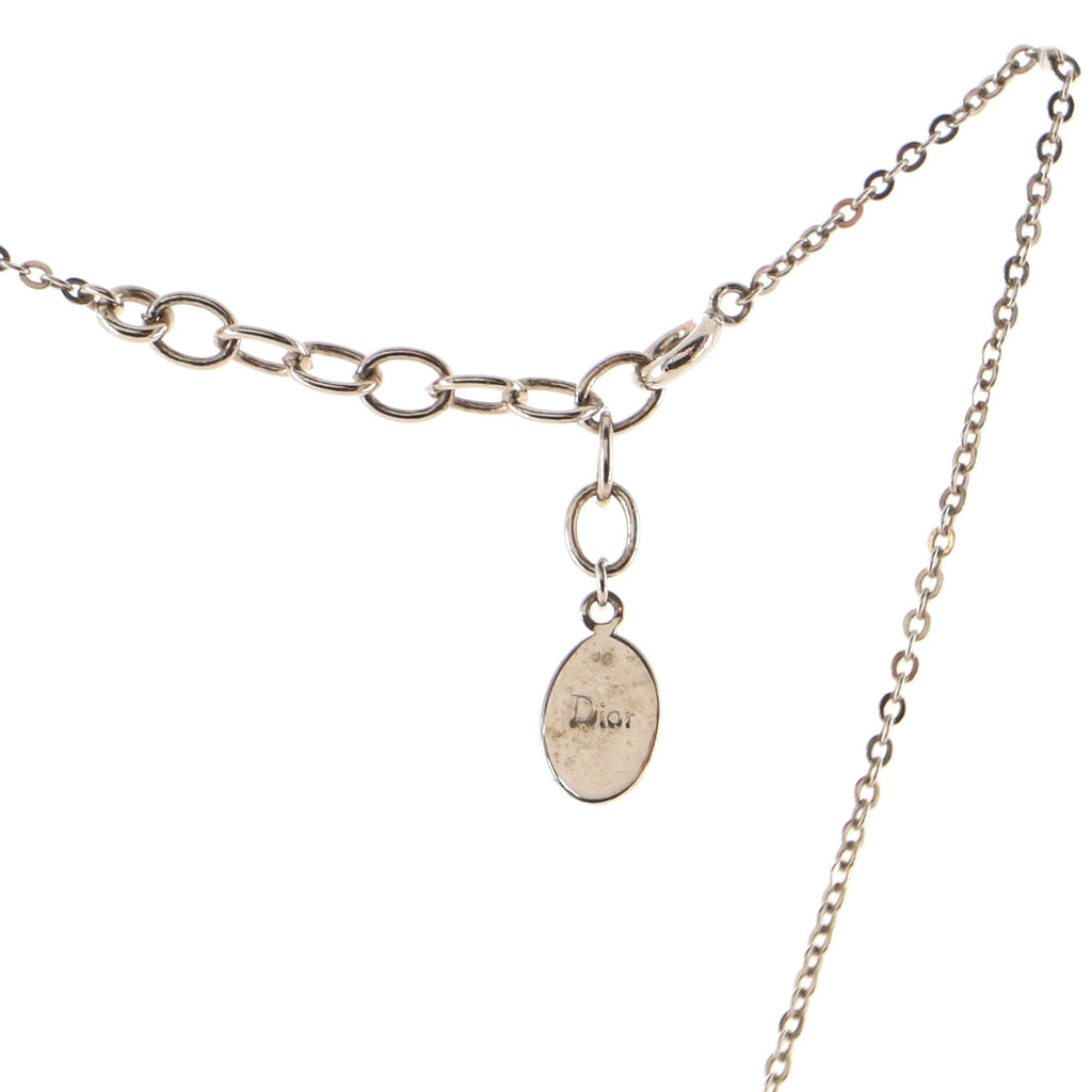 Logo Pendant Necklace Metal with Crystal