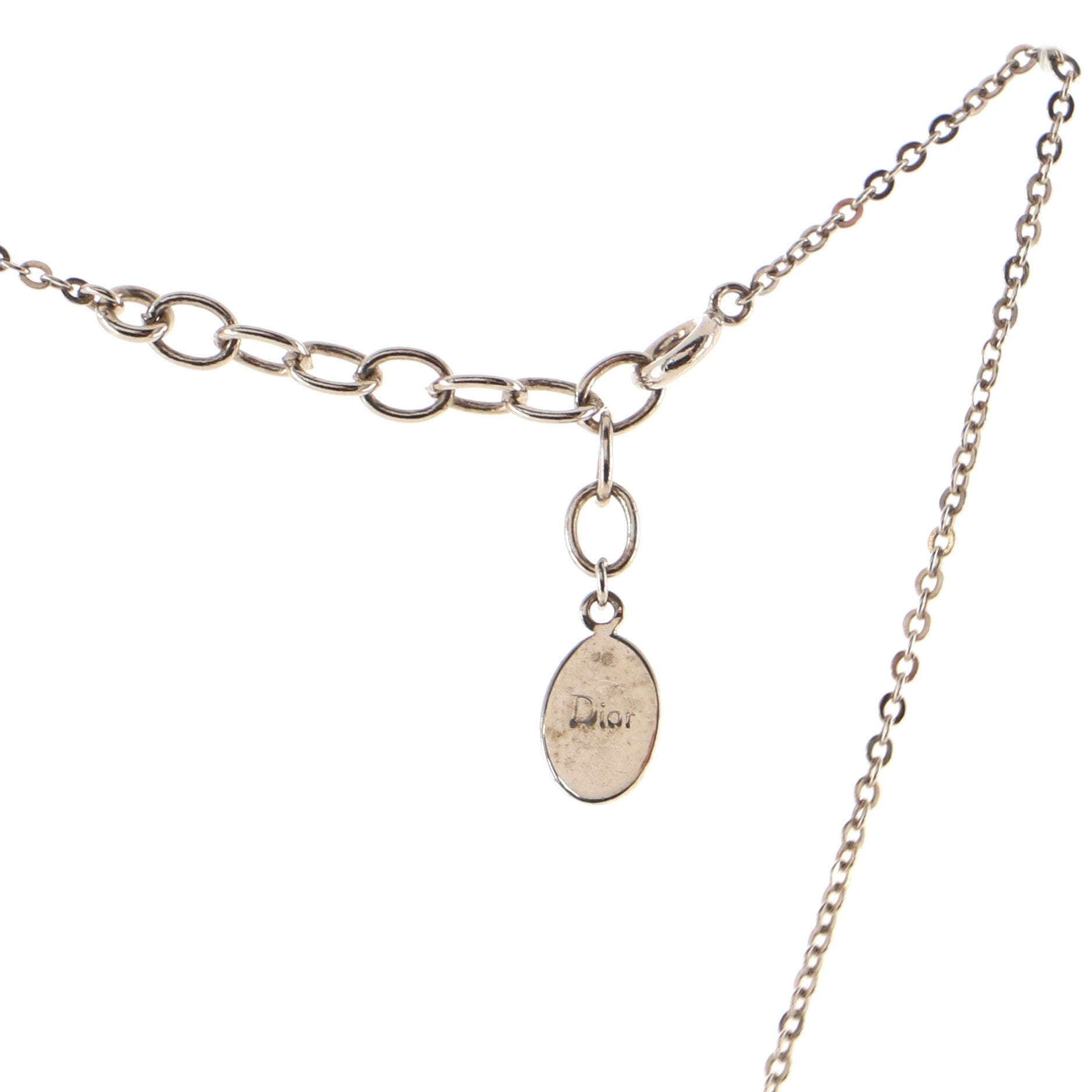 Logo Pendant Necklace Metal with Crystal