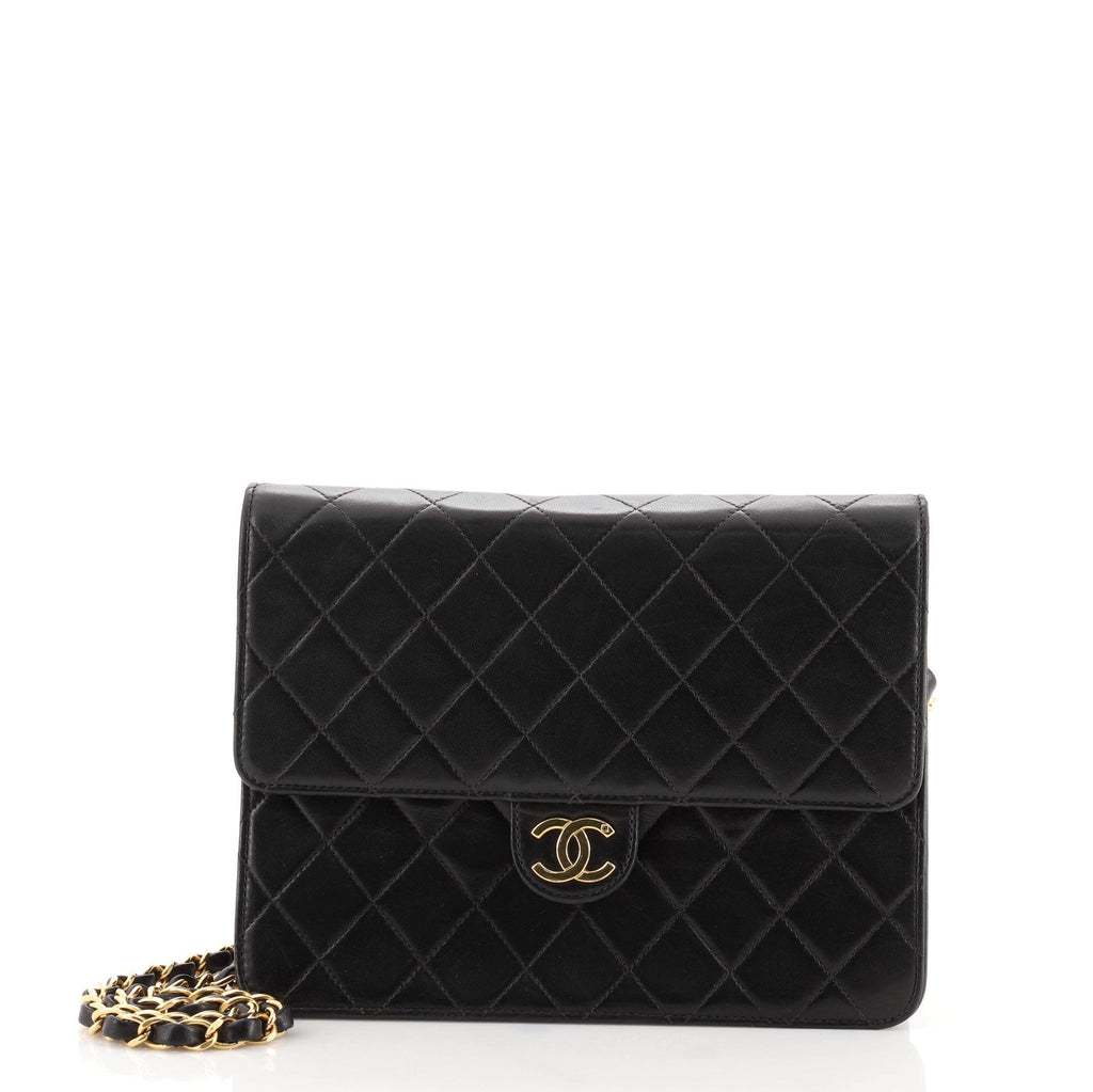 Vintage Clutch with Chain Quilted Leather Small