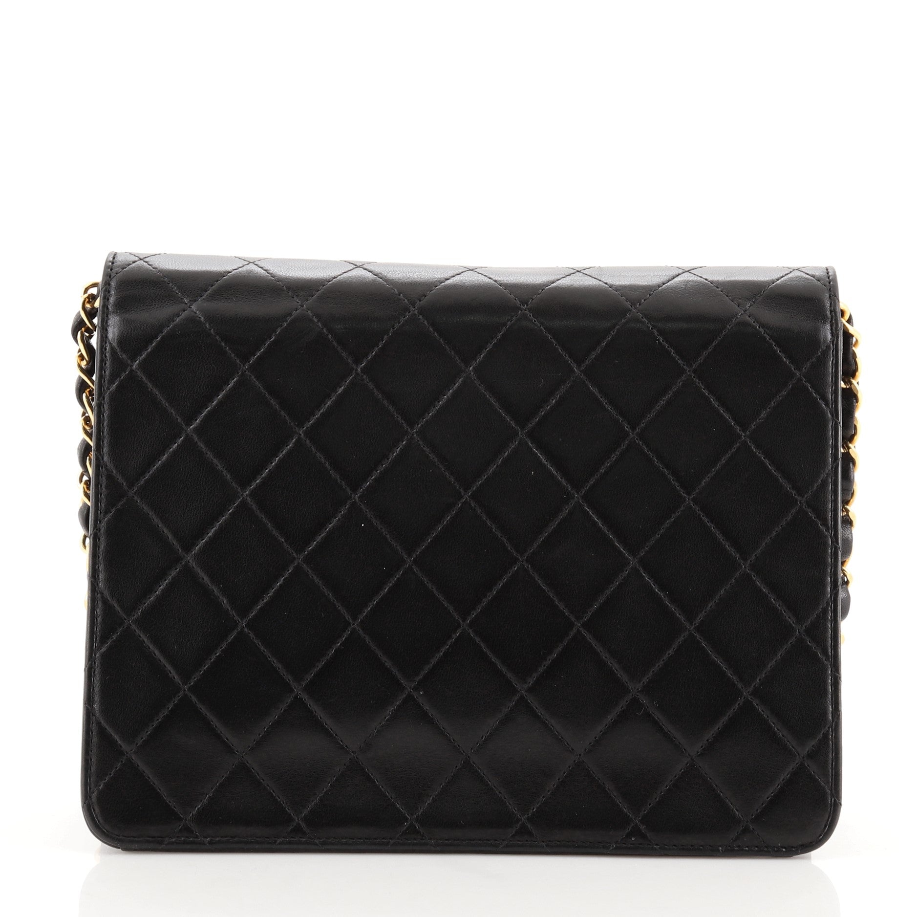 Vintage Clutch with Chain Quilted Leather Small