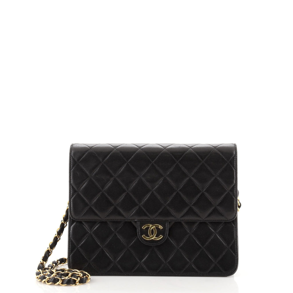 Vintage Clutch with Chain Quilted Leather Small