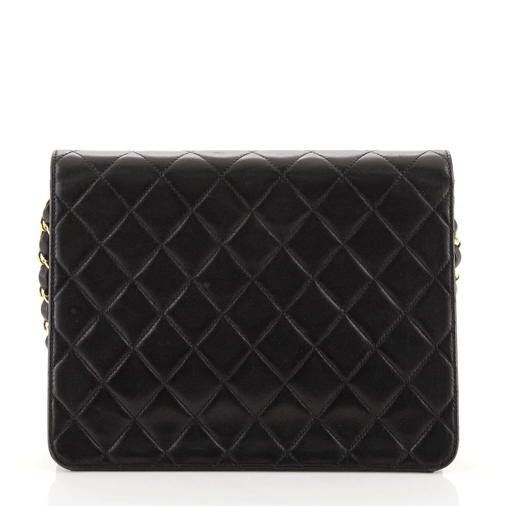Vintage Clutch with Chain Quilted Leather Small