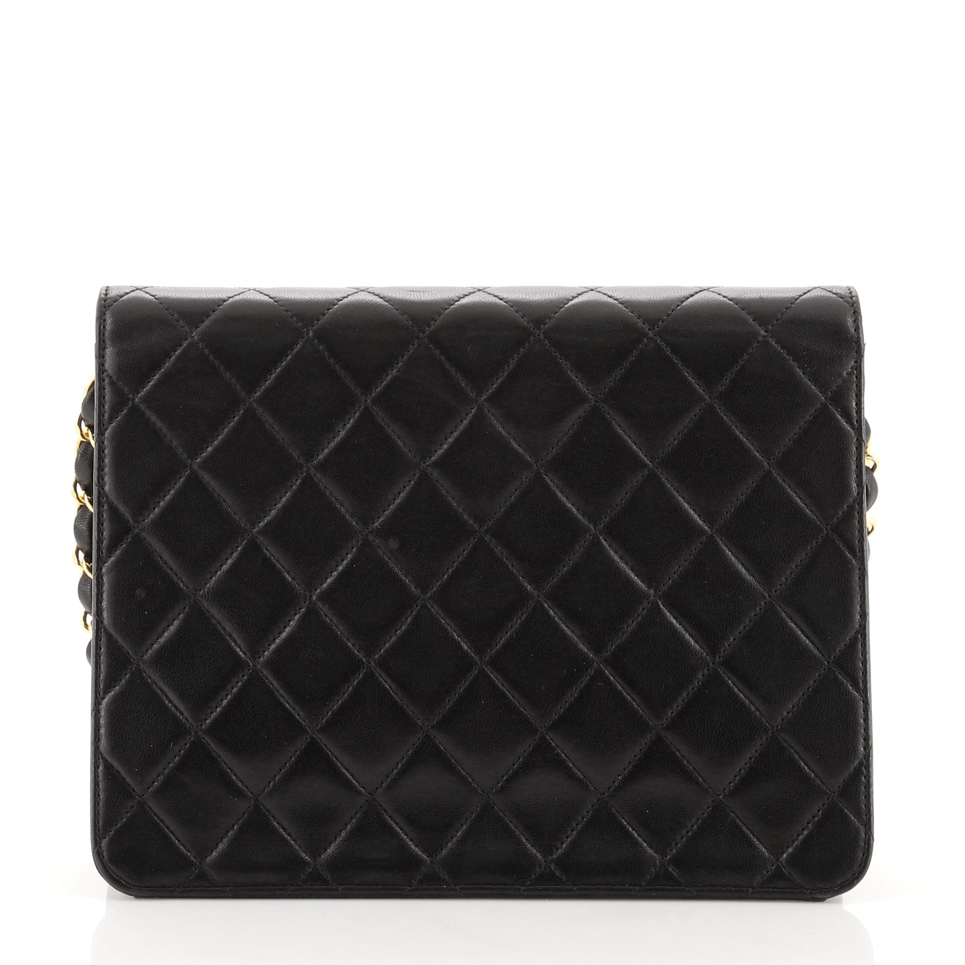 Vintage Clutch with Chain Quilted Leather Small
