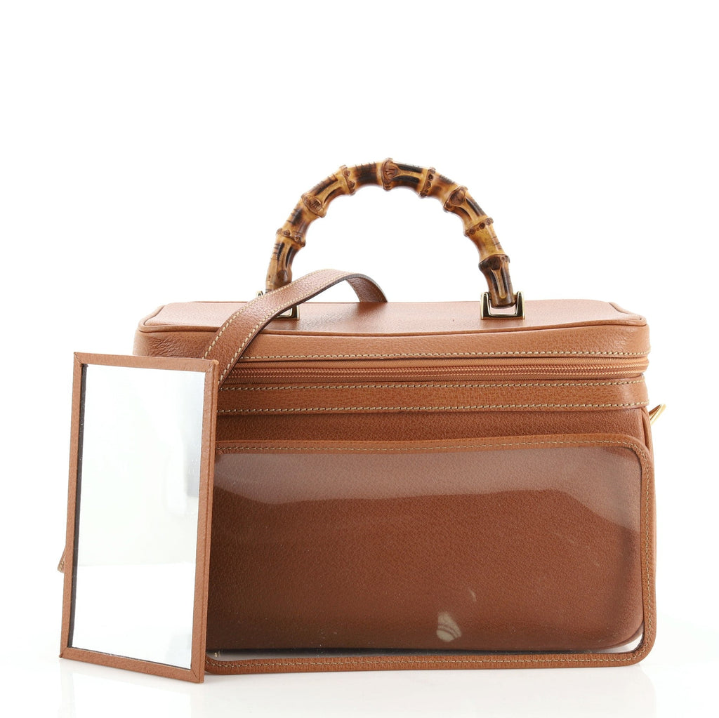 Vintage Bamboo Vanity Case Leather Medium