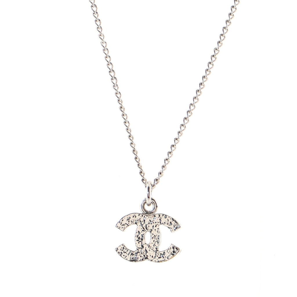 CC Long Pendant Necklace Crystal Embellished Metal