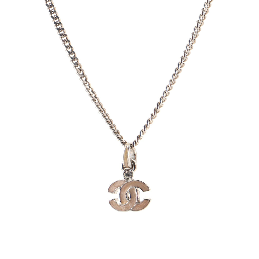 CC Pendant Long Necklace Metal and Enamel