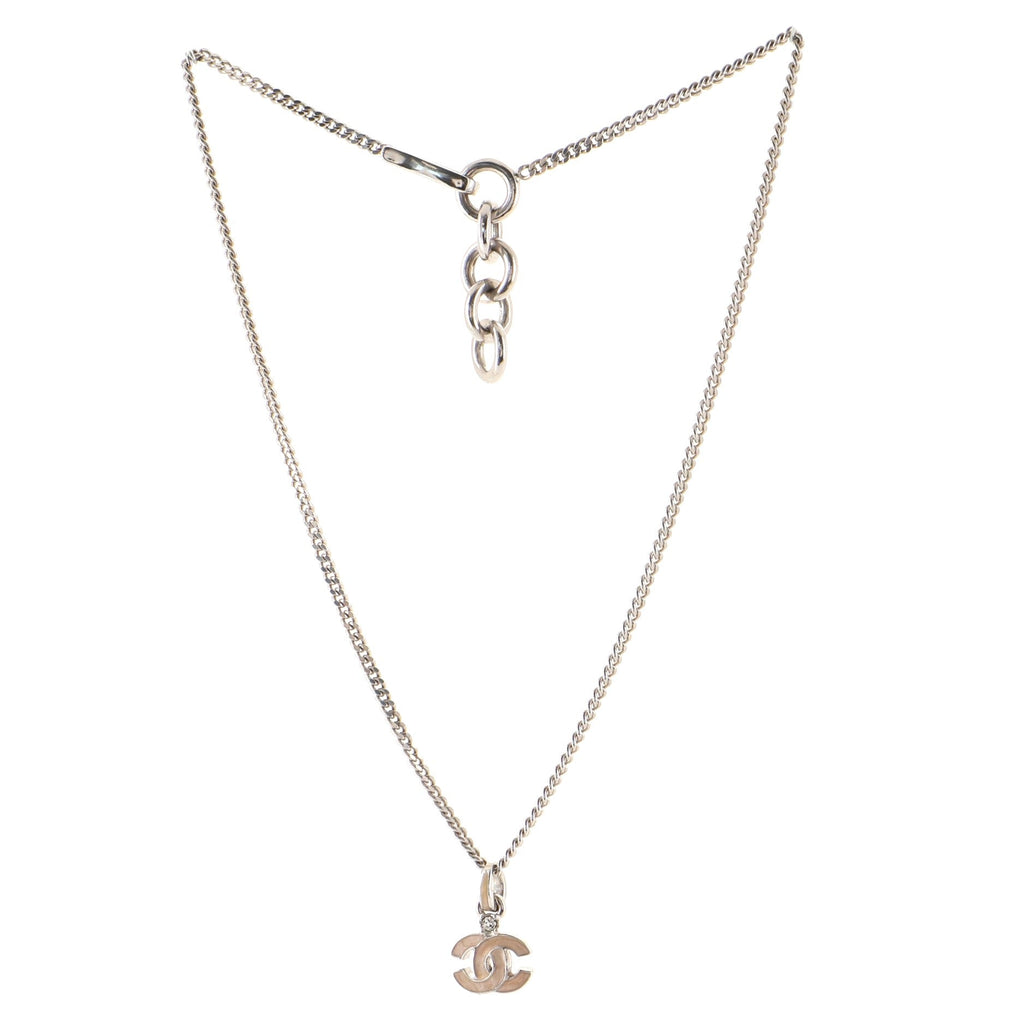 CC Pendant Long Necklace Metal and Enamel