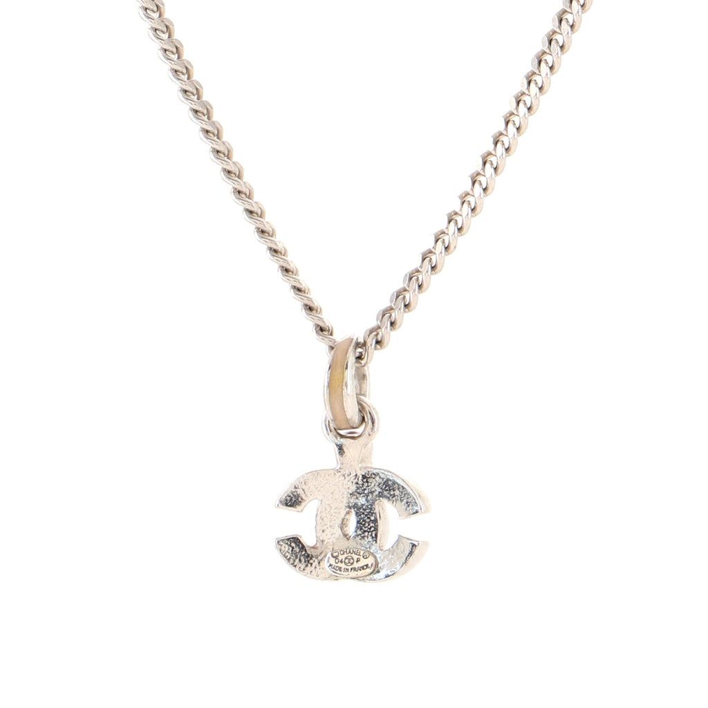 CC Pendant Long Necklace Metal and Enamel