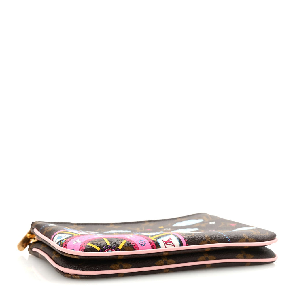 Monogram 2020 Christmas Animation Big Wheel Double Zip Pochette Rose Ballerine