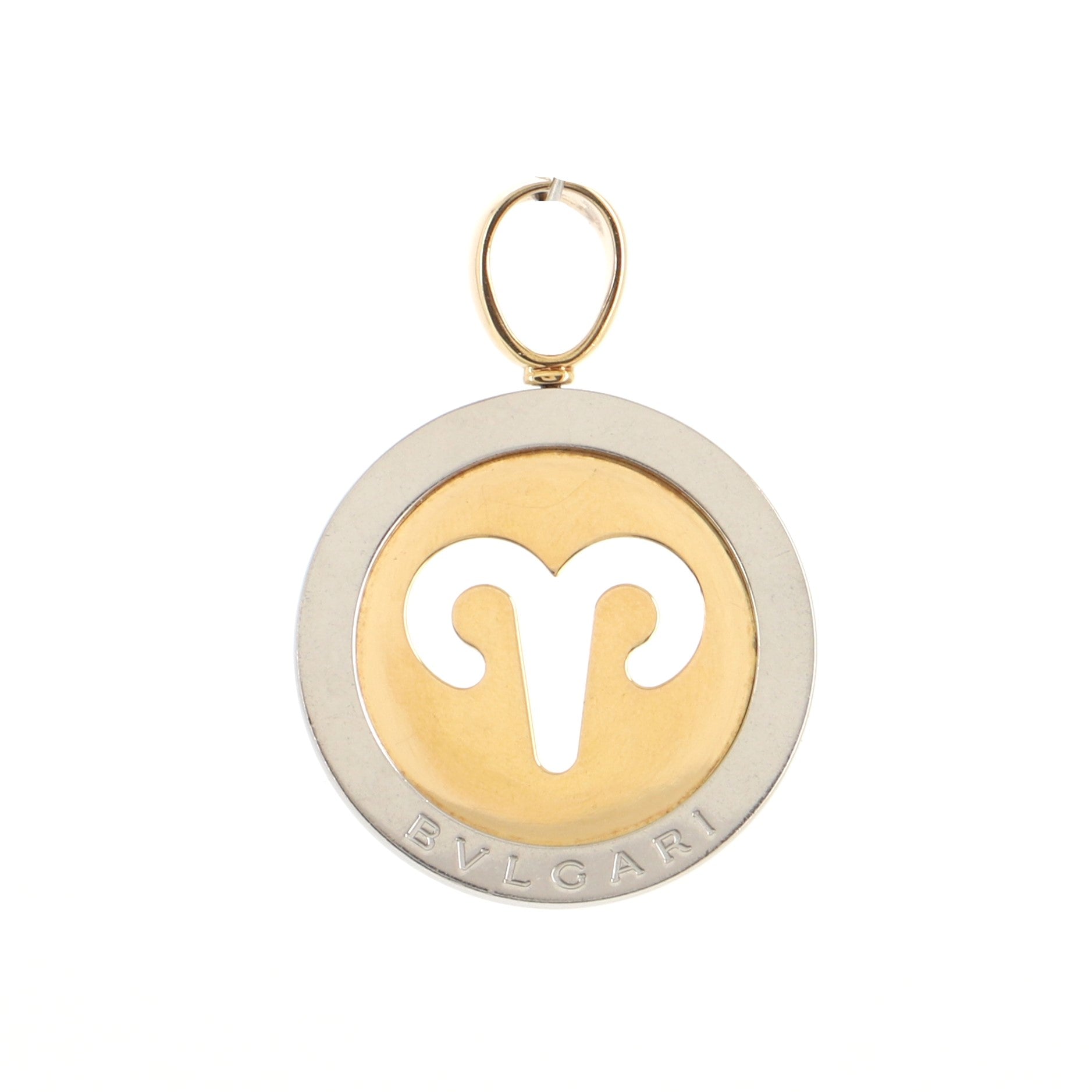 Zodiac Pendant Necklace 18K Yellow Gold and Steel