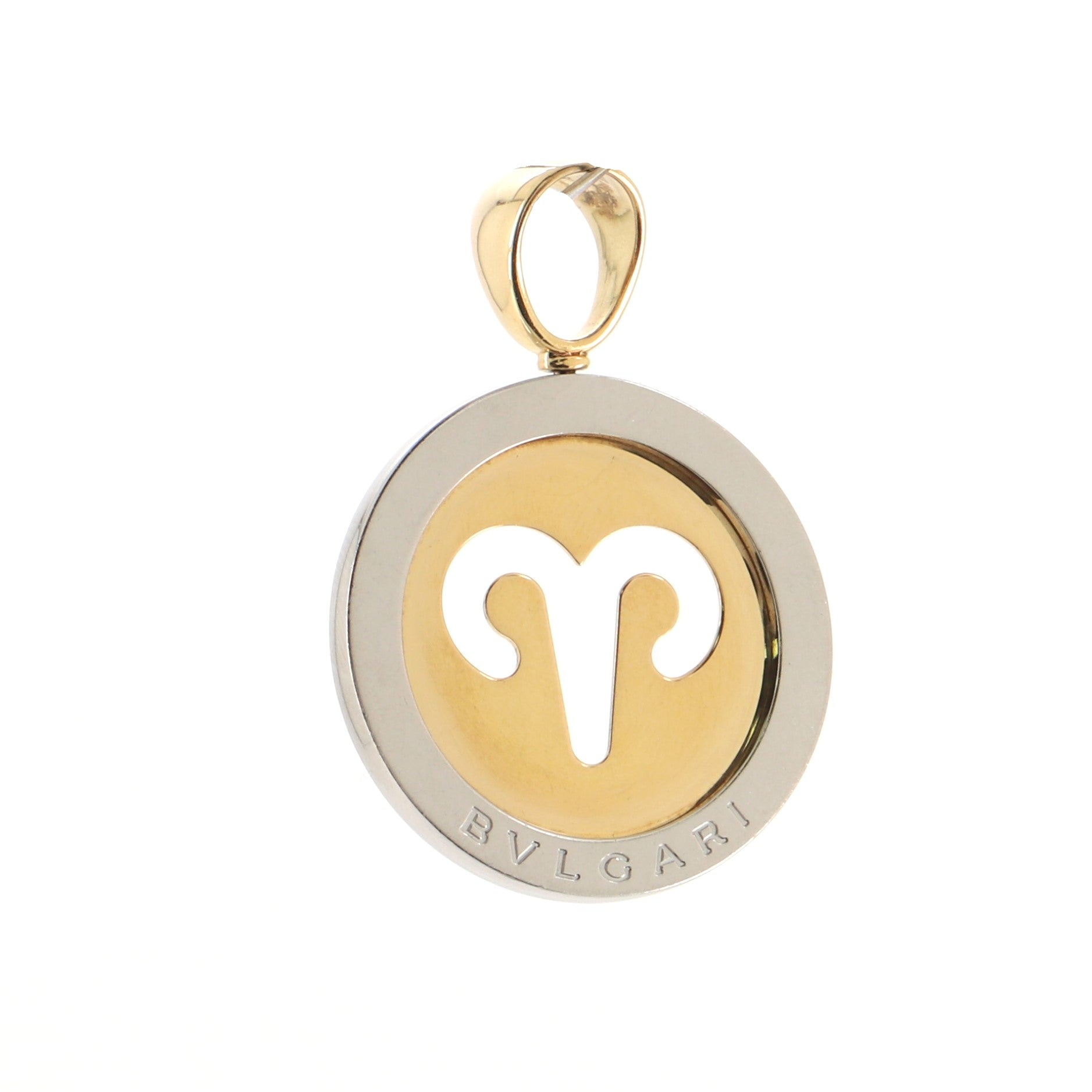 Zodiac Pendant Necklace 18K Yellow Gold and Steel