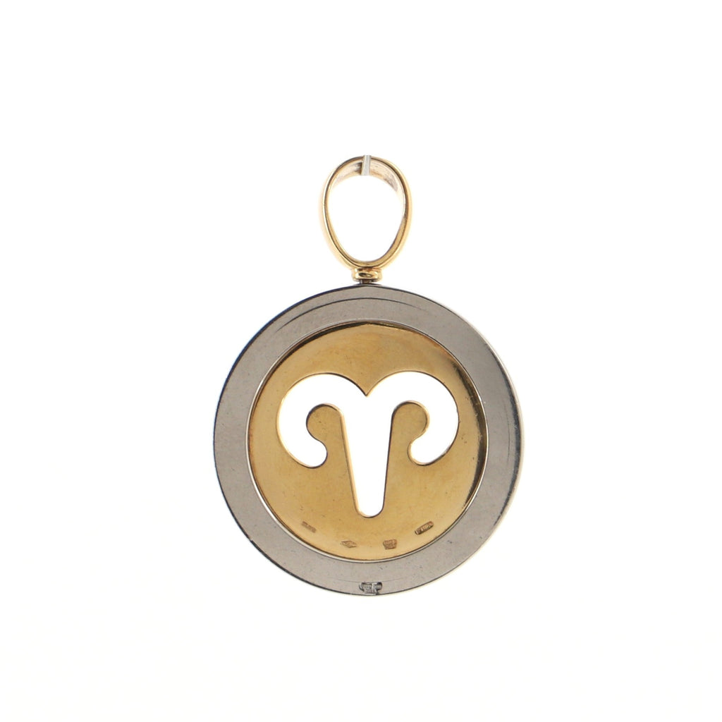Zodiac Pendant Necklace 18K Yellow Gold and Steel