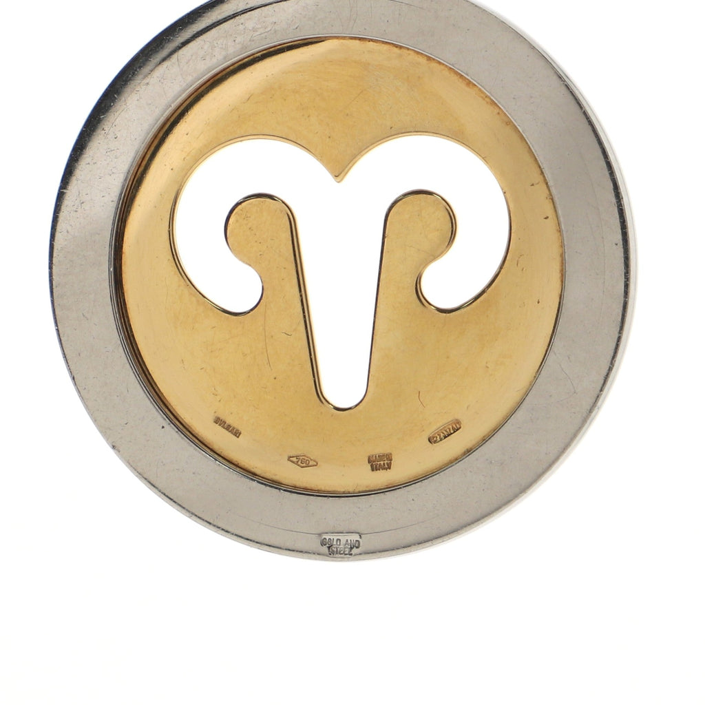 Zodiac Pendant Necklace 18K Yellow Gold and Steel