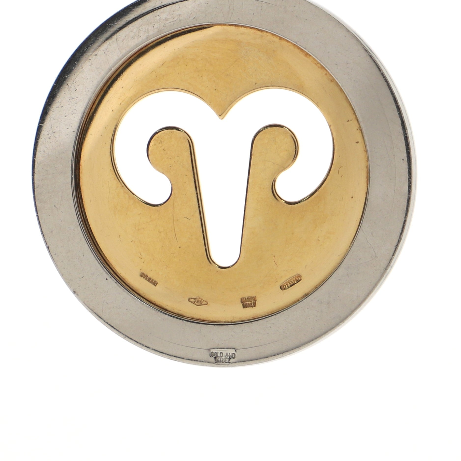 Zodiac Pendant Necklace 18K Yellow Gold and Steel