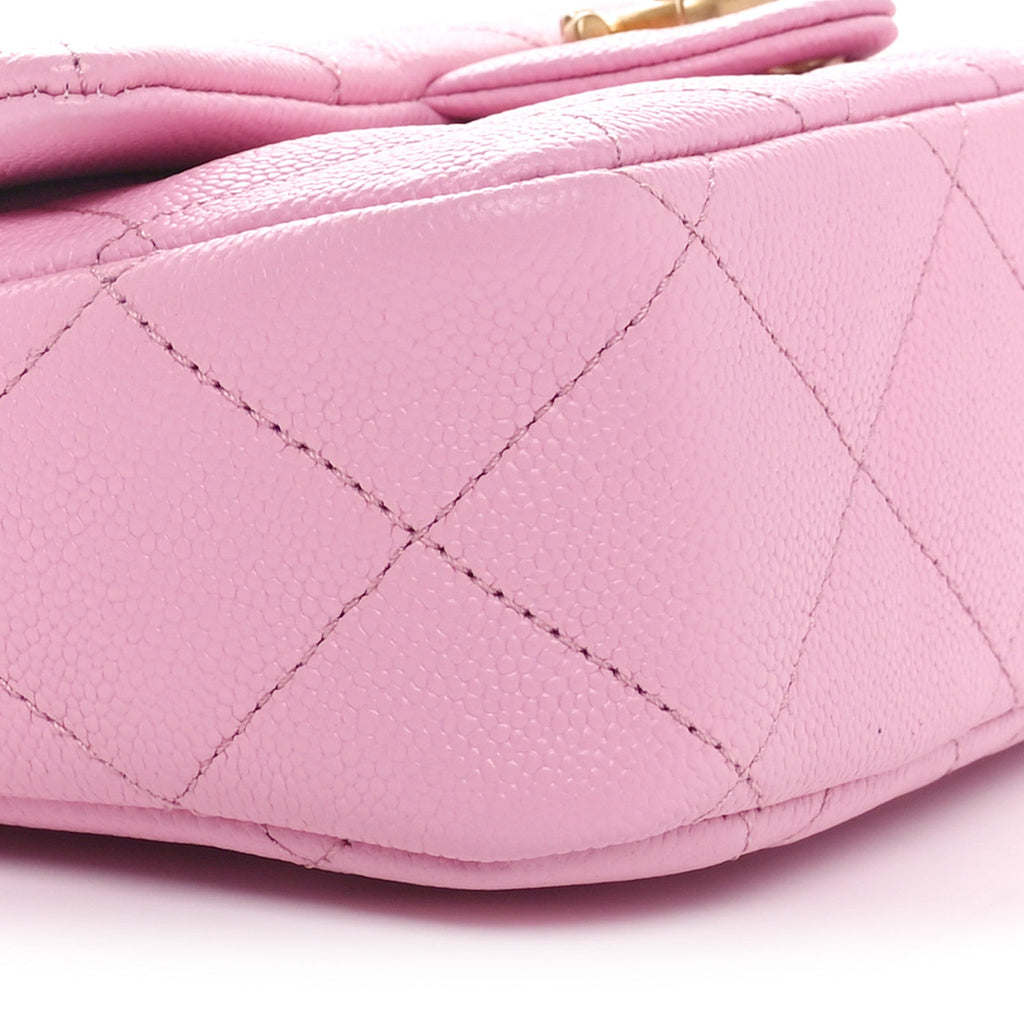 Caviar Quilted Mini Sweetheart Flap Lilac