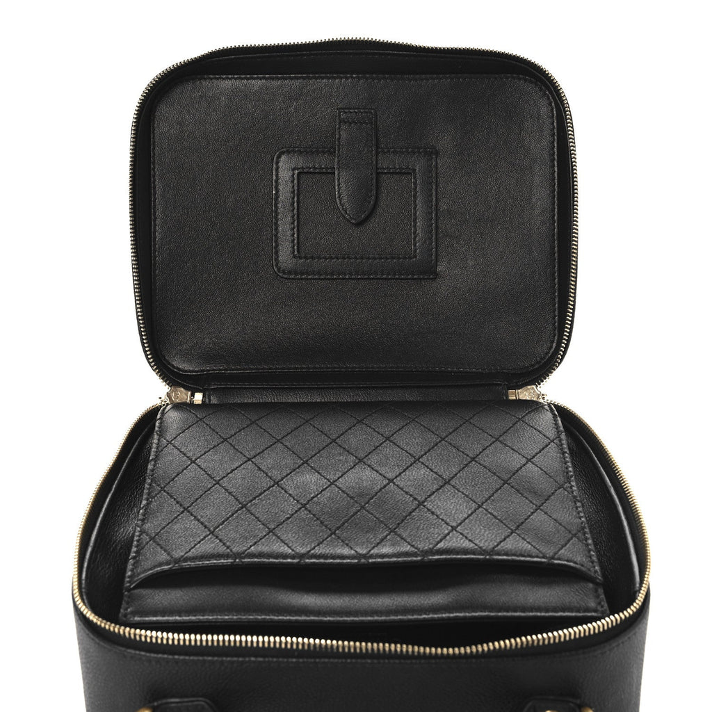 Caviar Quilted Large CC Filigree Vanity Case Black