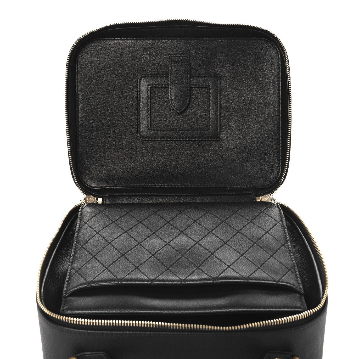 Caviar Quilted Large CC Filigree Vanity Case Black