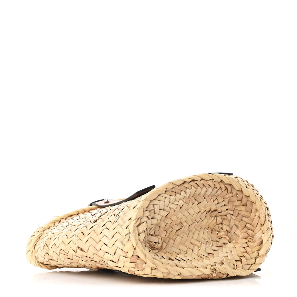 X MY NEIGHBOR TOTORO Raffia Dust Bunnies Basket Tote Bag Black Tan