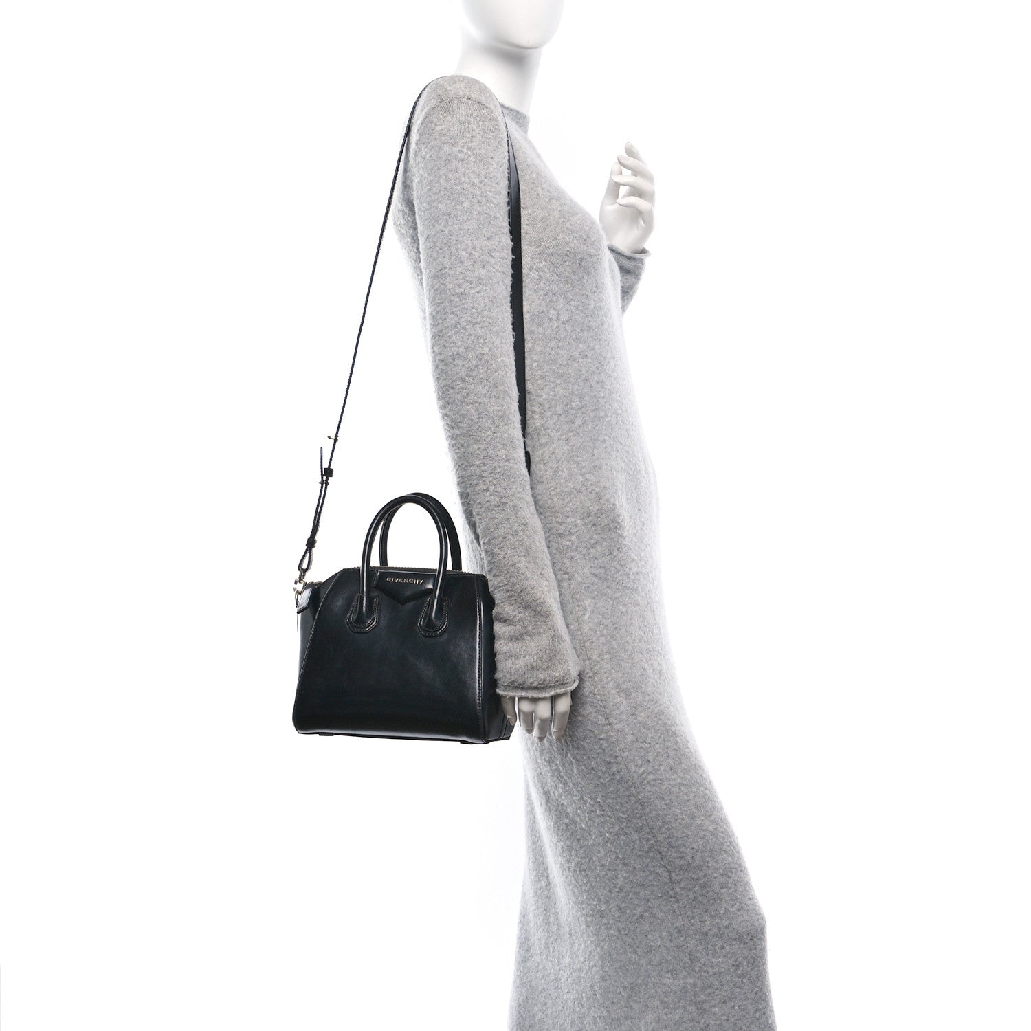 Shiny Lord Calfskin Mini Antigona Black