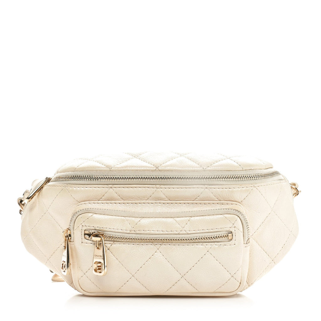 Calfskin Quilted All About Waist Belt Bag Light Beige