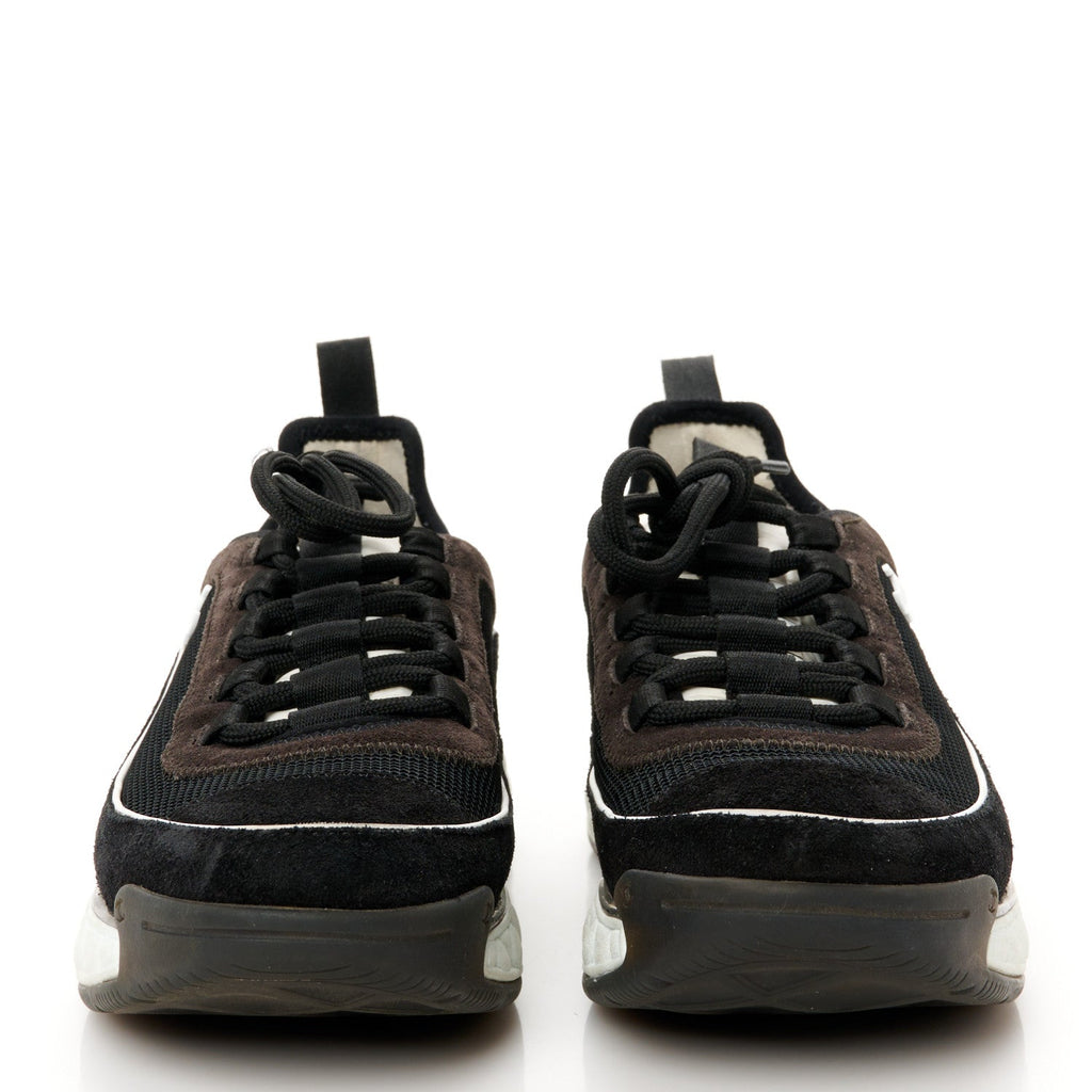 Velvet Calfskin Mixed Fibers CC Sneakers 37 Black