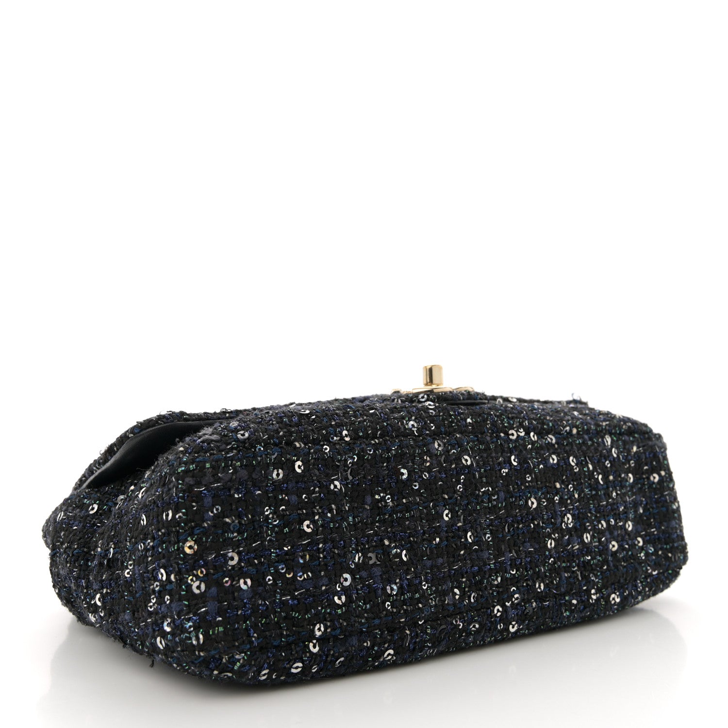 Tweed Medium Pearl Handle Flap Black Ecru