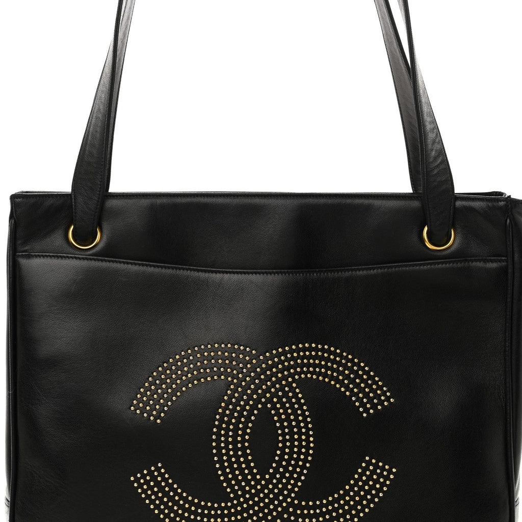 Lambskin Studded CC Tote Black