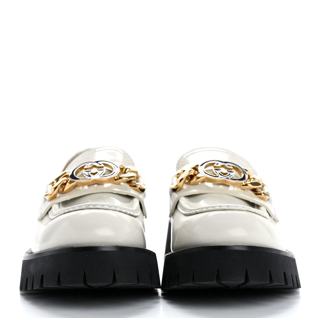 Cordovan Lux Womens Jeanne Platform Lug Sole 30/45mm Loafers 39.5 White