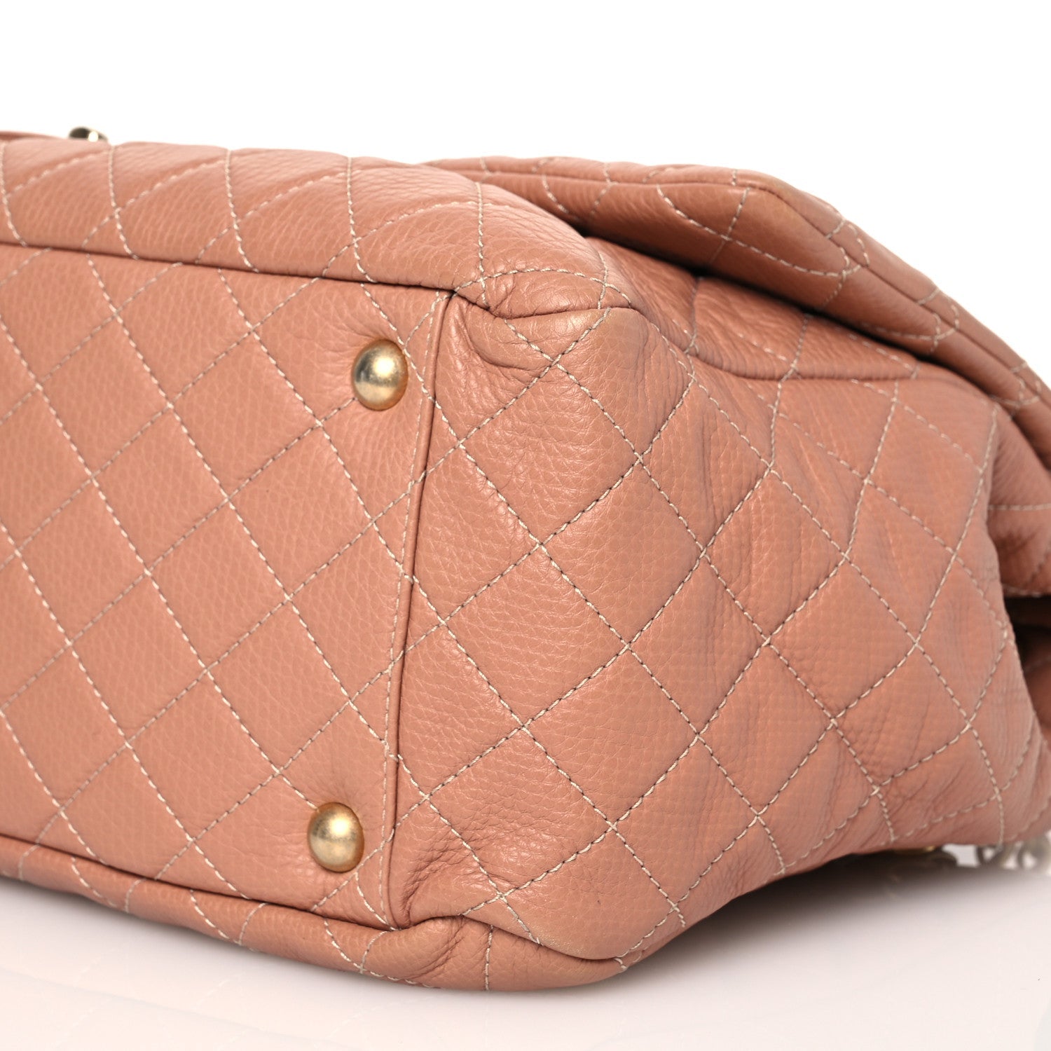Calfskin Quilted XXL Travel Flap Bag Camel