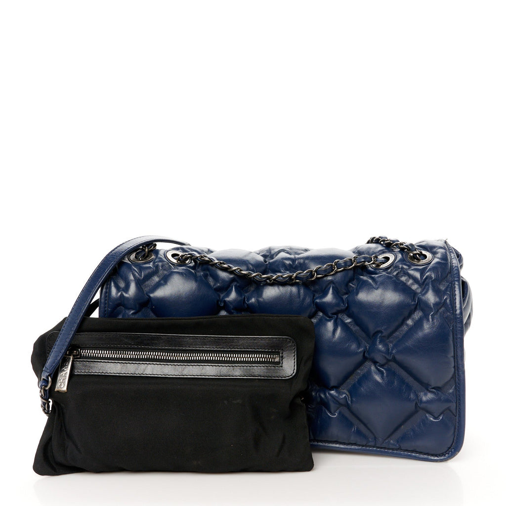 Calfskin Quilted Large Chesterfield Flap Navy