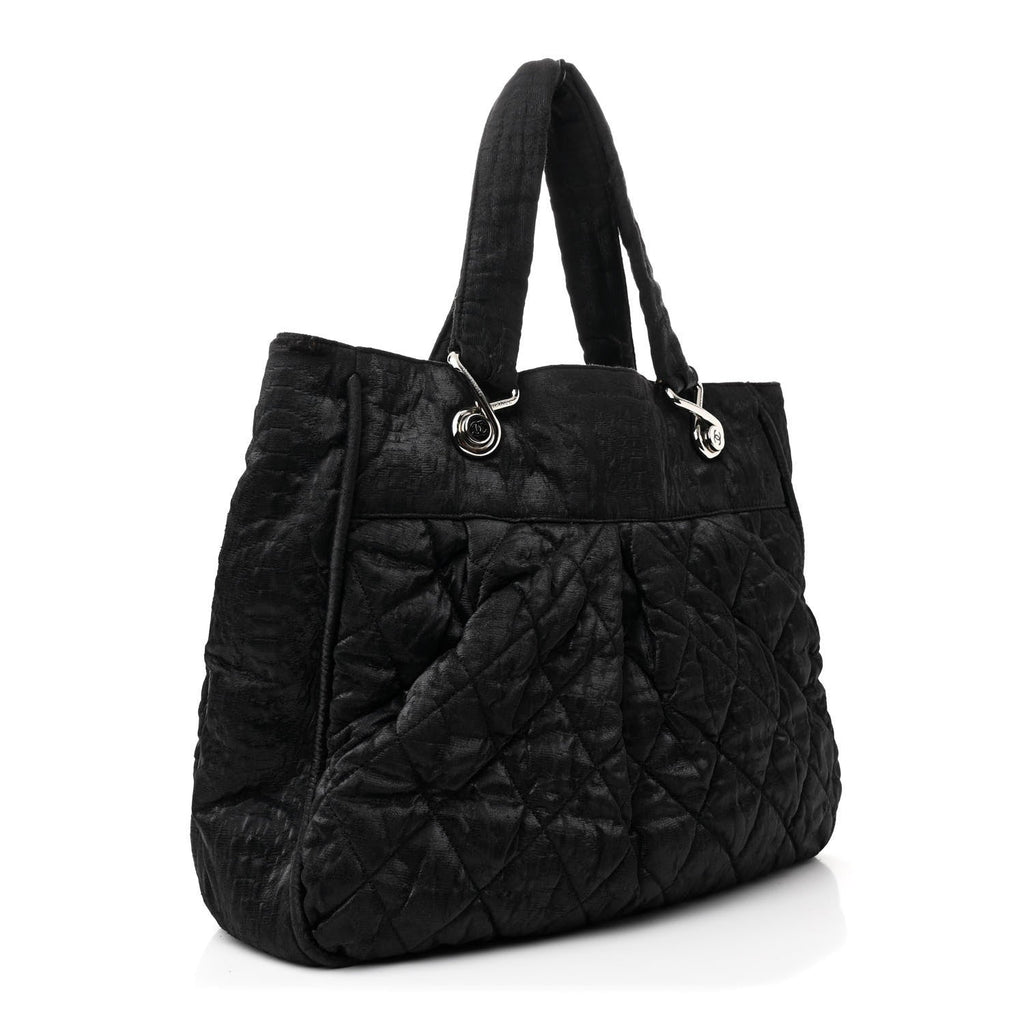 Crinkled Coated Canvas Le Marais Large Tote Black