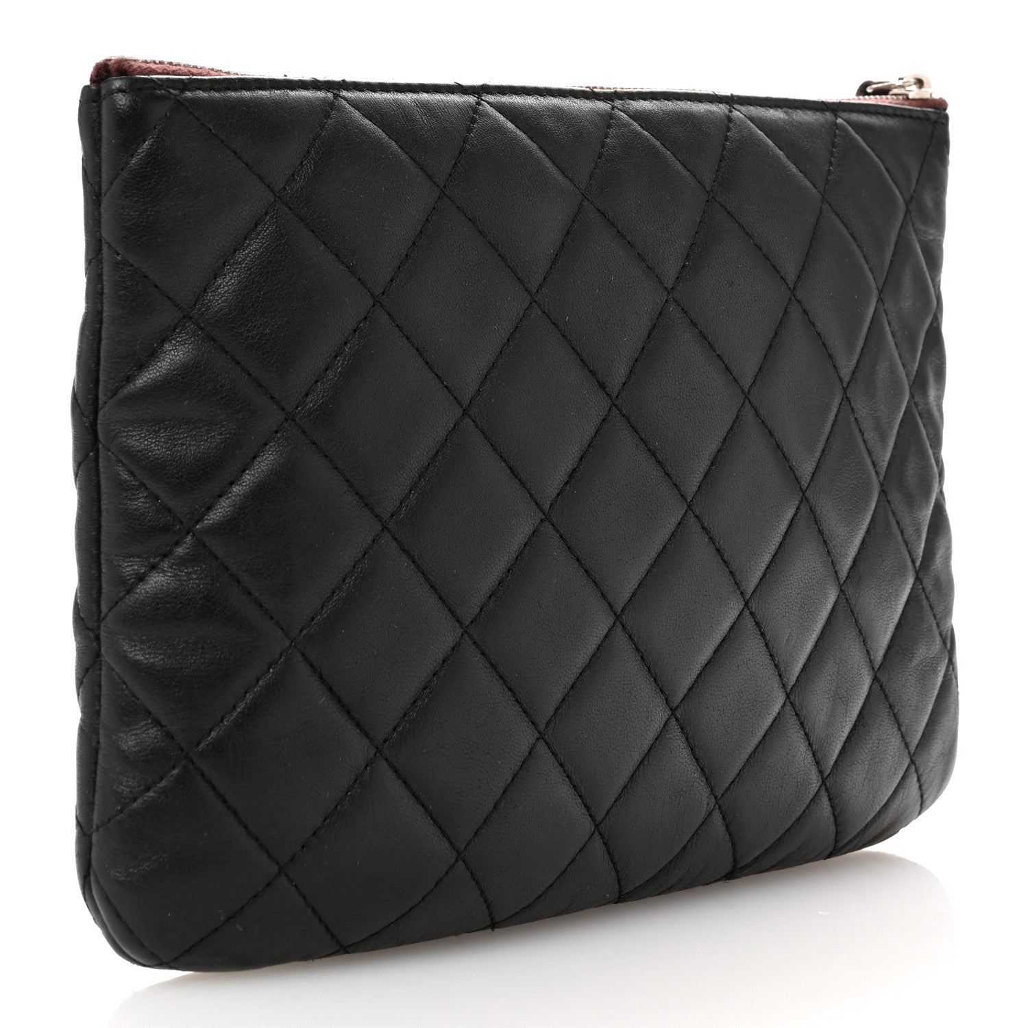 Lambskin Quilted Medium Cosmetic Case Black