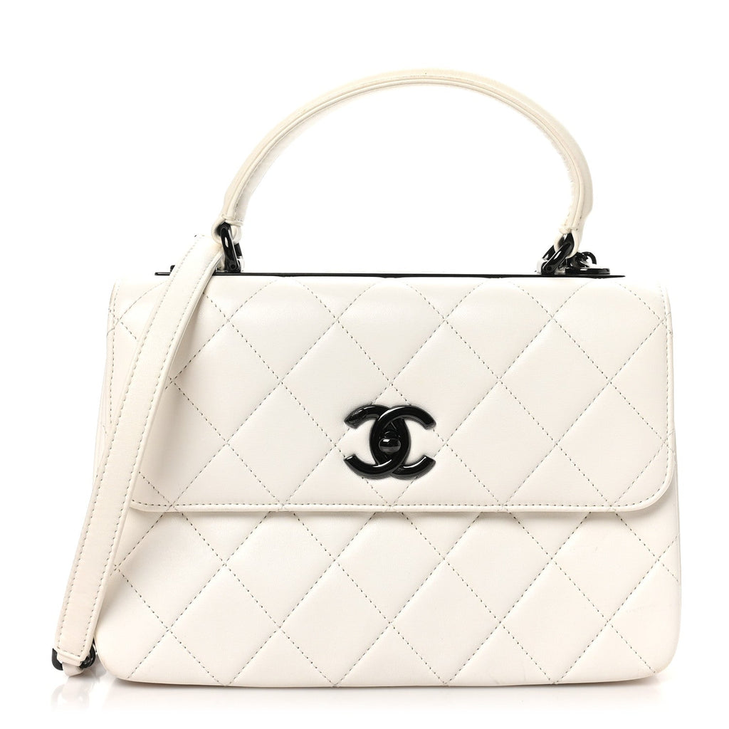 Lambskin Quilted Small Trendy CC Dual Handle Flap Bag White