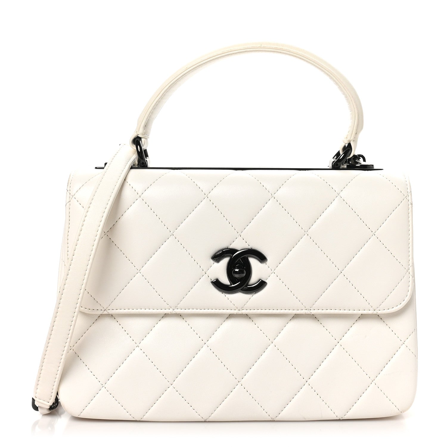 Lambskin Quilted Small Trendy CC Dual Handle Flap Bag White