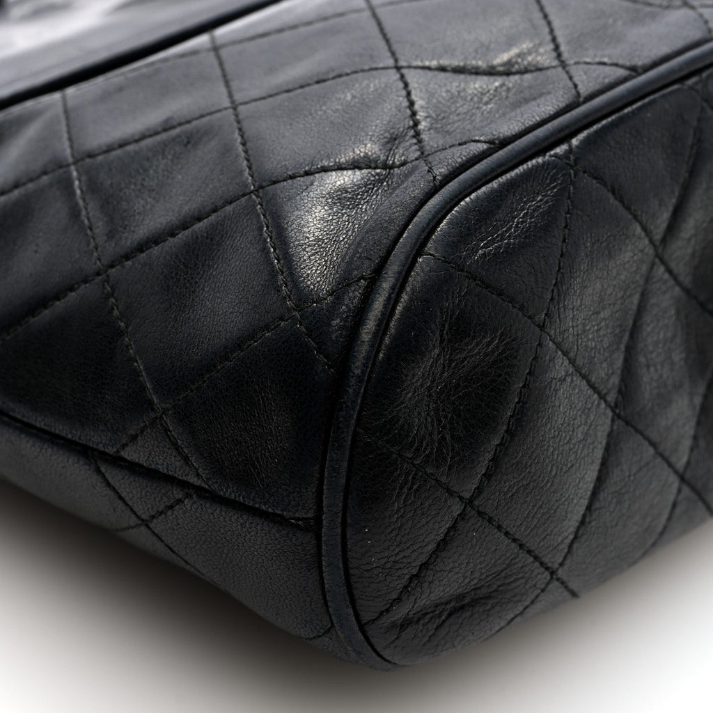 Lambskin Quilted CC Tassel Shoulder Flap Bag Black
