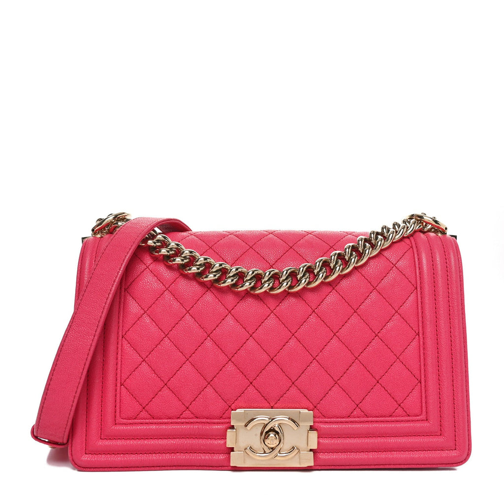 Caviar Quilted Medium Boy Flap Dark Pink