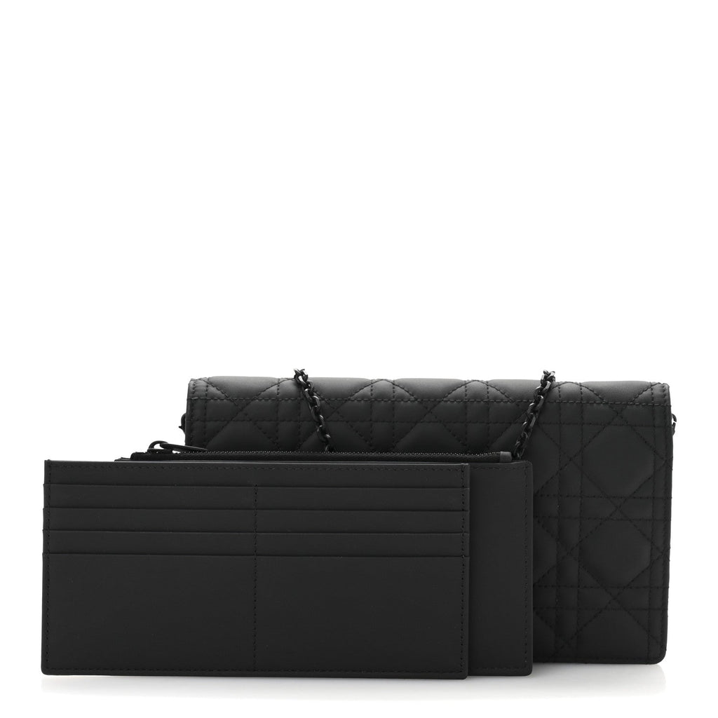 Ultra Matte Calfskin Cannage Lady Dior Clutch Black