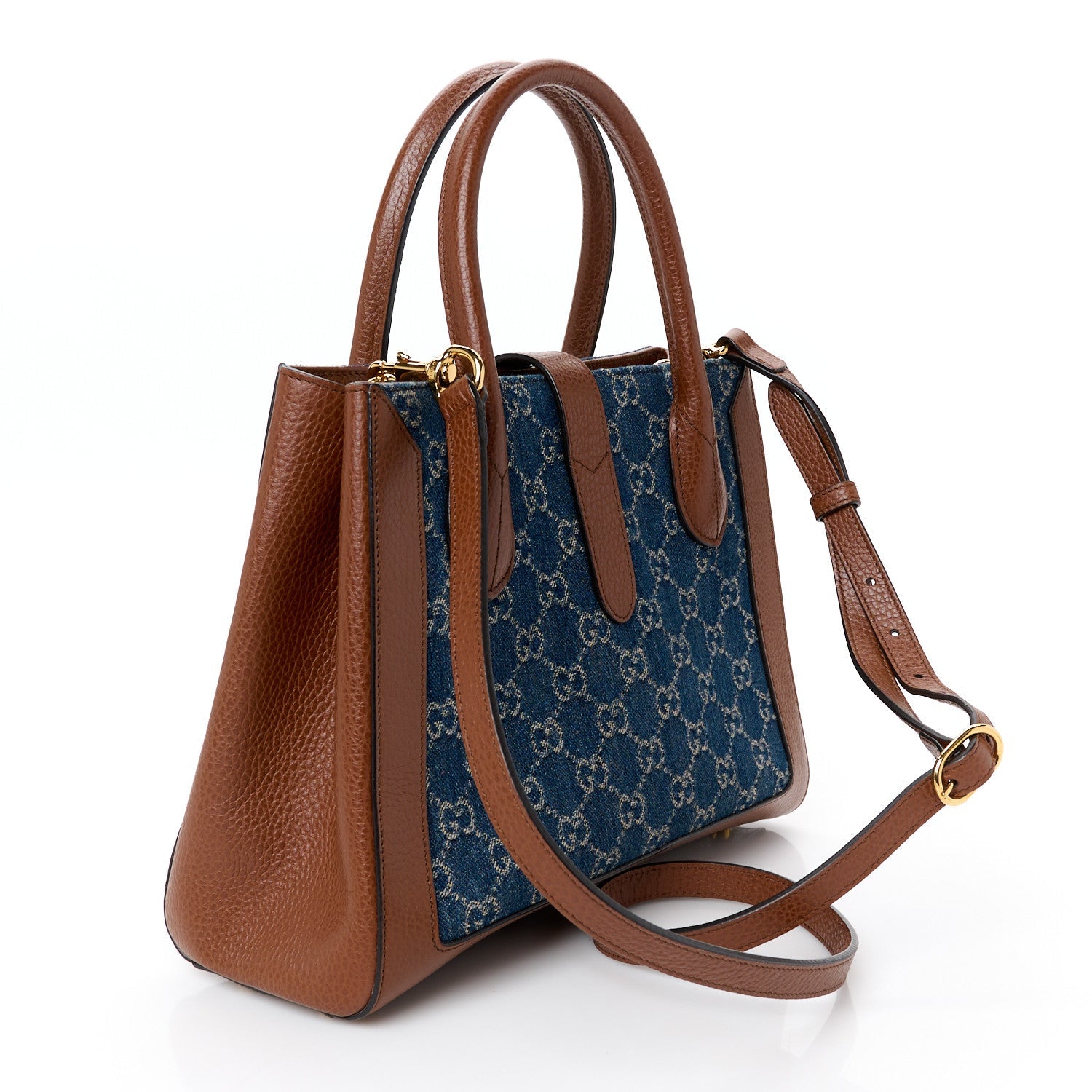 New Denim GG Monogram Dollar Calfskin Medium Jackie 1961 Tote Blue Tea Cuir Epilog