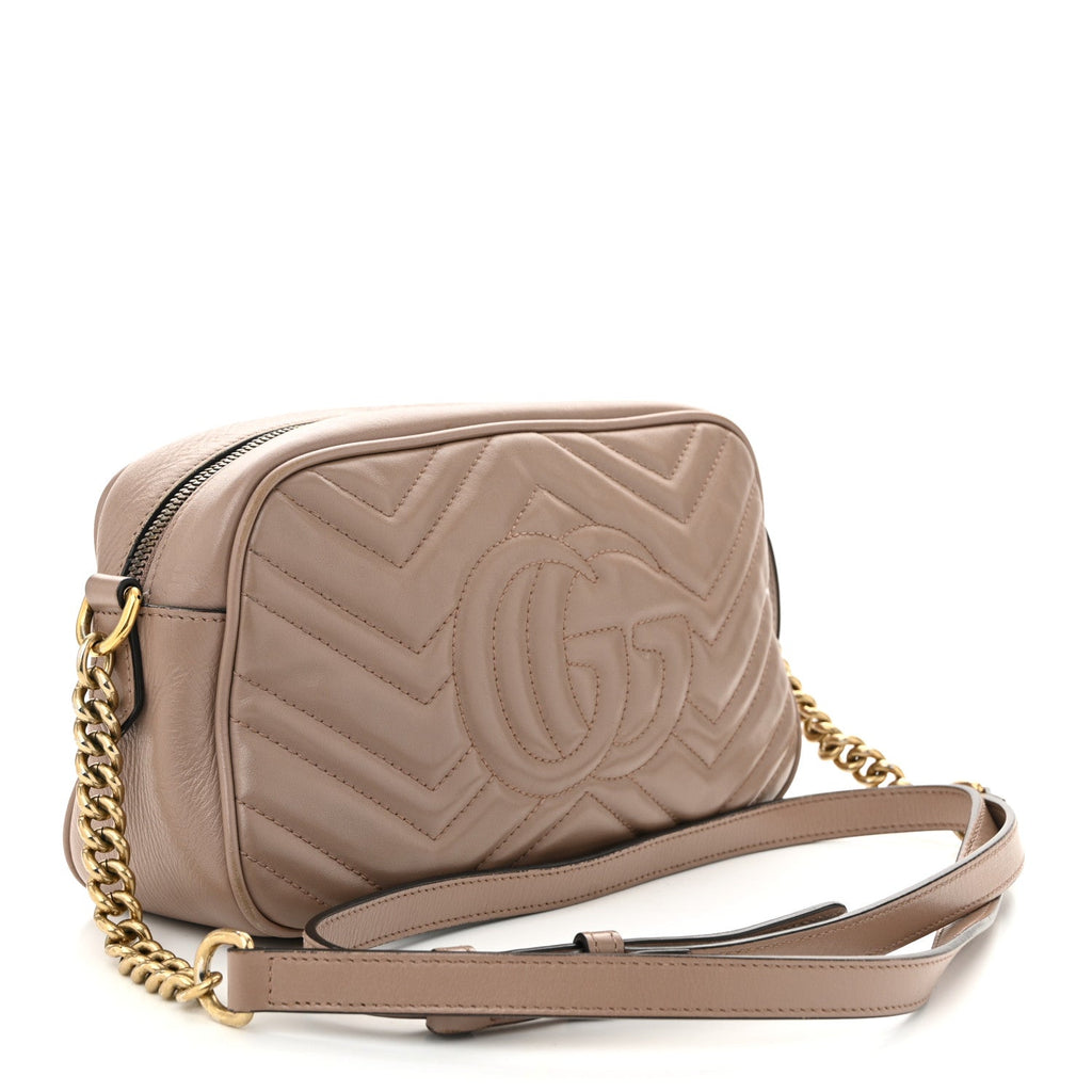 Calfskin Matelasse Small GG Marmont Chain Shoulder Bag Porcelain Rose