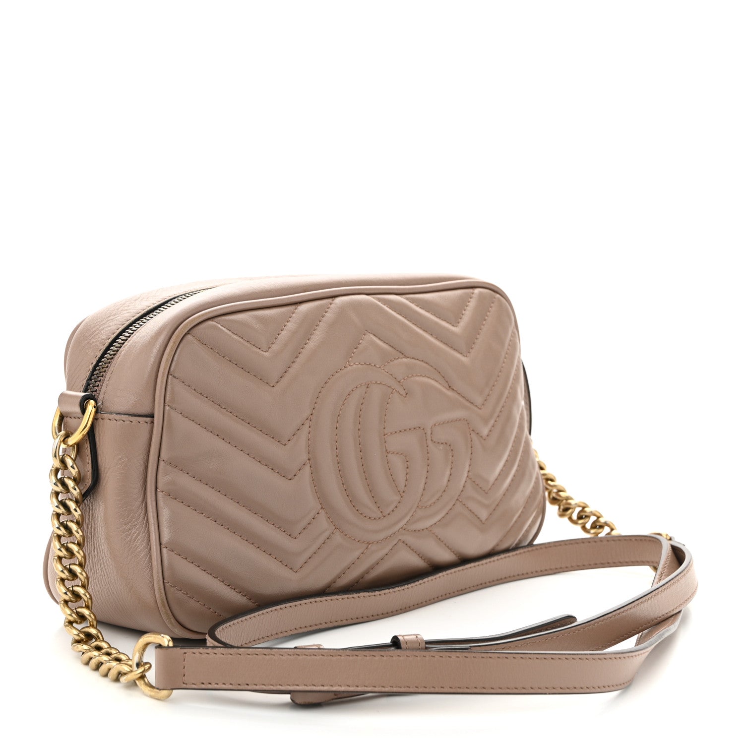 Calfskin Matelasse Small GG Marmont Chain Shoulder Bag Porcelain Rose