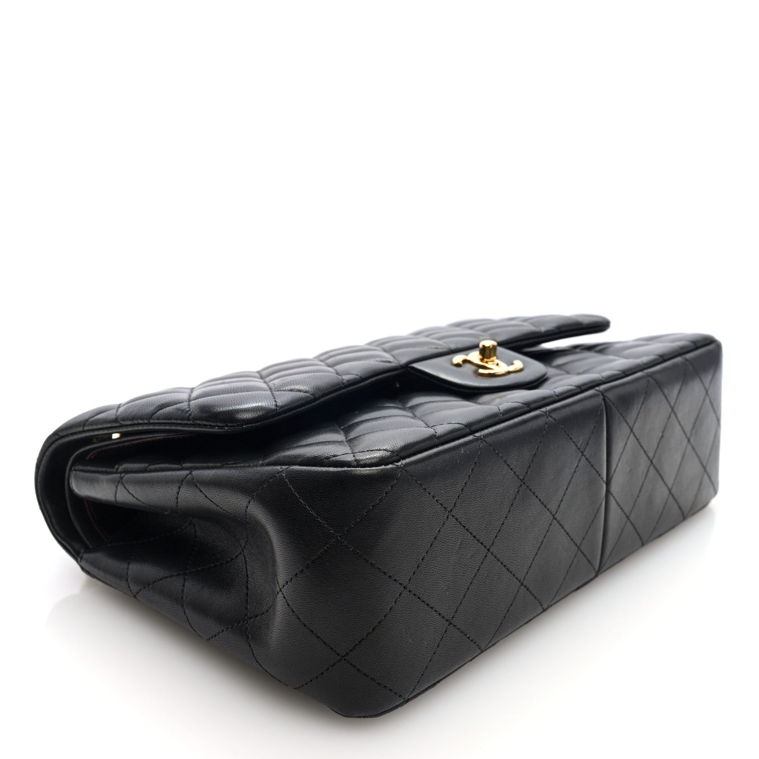 Lambskin Quilted Jumbo Double Flap Black