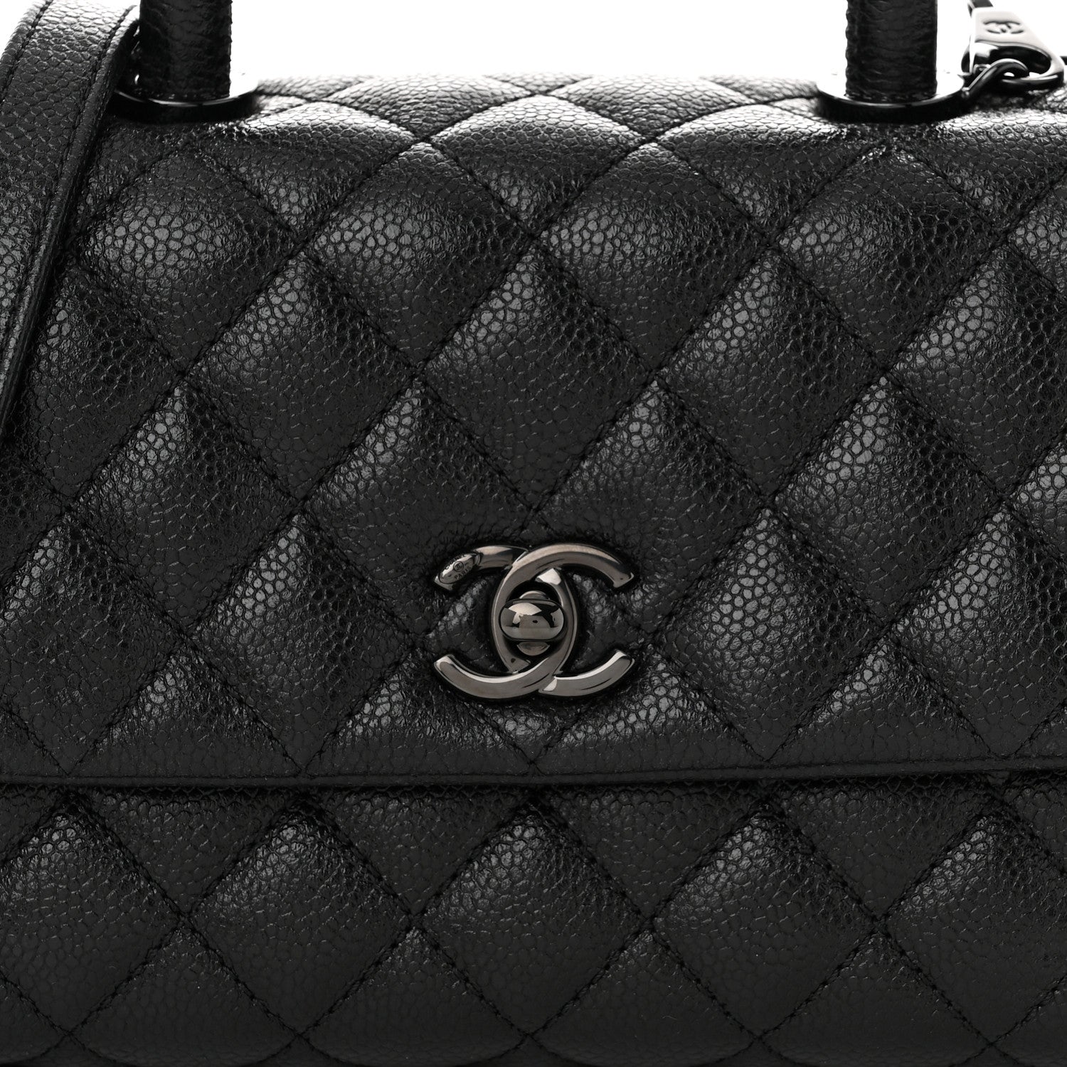Caviar Quilted Mini Coco Handle Flap So Black